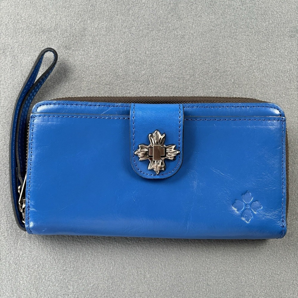 Patricia Nash Edeline Leather Wristlet Wallet with RFID Protection - Sky Blue